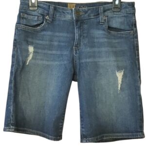 Kut from the Kloth Blue‎ Denim Bermuda Distressed Shorts Size 2